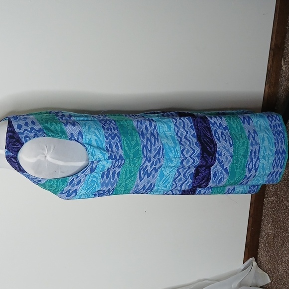 Kathie Lee collection blue multi pattern midi tank dress size 10 - Picture 4 of 16